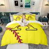 Homewish Softball Baseball Duvet Cover Set, Sports Initial Comforter Cover Set, Personalized Monogrammed Bed Set