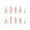 French White Edge Ultra-Long Nails with Rhinestones - European & American Style Manicure Tips