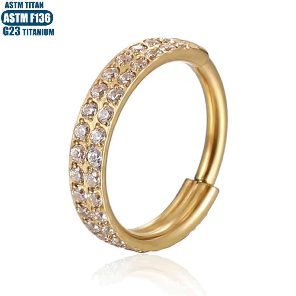 Titanium Seamless Septum Ring with Inlaid Rhinestone Earrings & Tragus Piercing Jewelry.