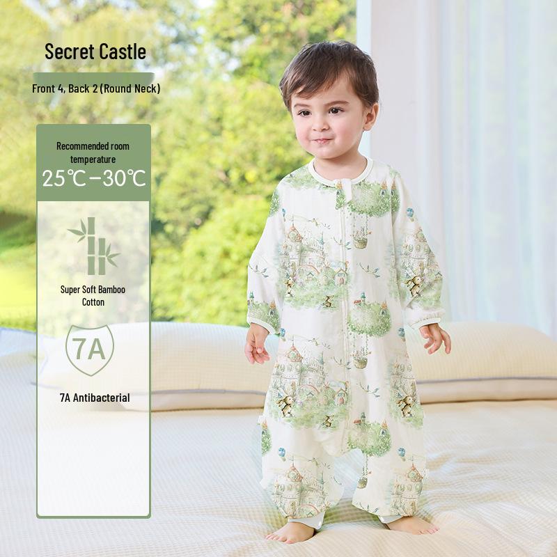 Bamboo Cotton Baby Sleeping Bag Pajamas: Breathable, Antibacterial, Anti-Kick Design for Children