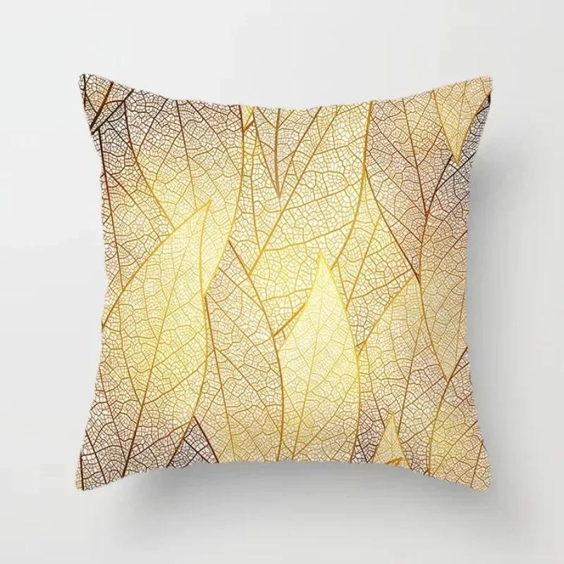 Home Decor Gold Flower Leaf Cushion Cover Throw Pillow Suitable for Sofa Chair Pillow Cover