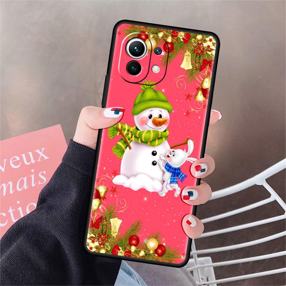 Soft Silicone Case For Xiaomi Mi 11 Lite 5G NE 11T Pro 12S Ultra 12 Note 10 10T 9T Phone Cover Bumper Funda Christmas Snowman