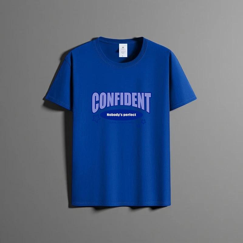 

Летняя новая универсальная футболка унисекс из чистого хлопка, модная повседневная футболка с круглым вырезом, дышащая, свободного кроя, с принтом, с короткими рукавами XXXXXL синий