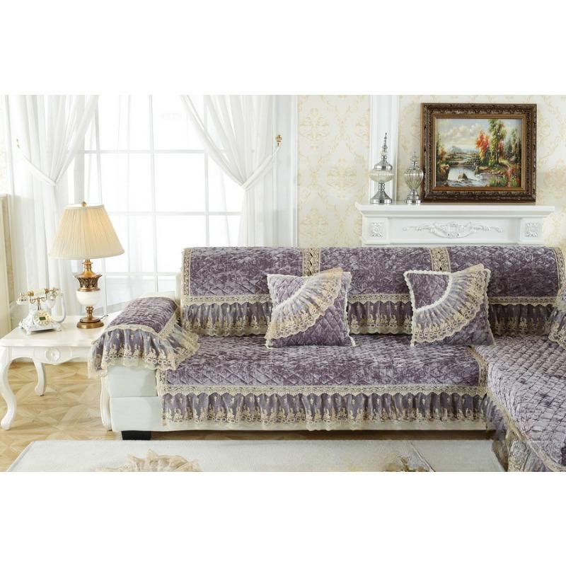European Style Autumn and Winter Sofa Cushions for All Seasons, Fabric Non-slip Cushions, Diamond Velvet Sofa Covers for All Seasons