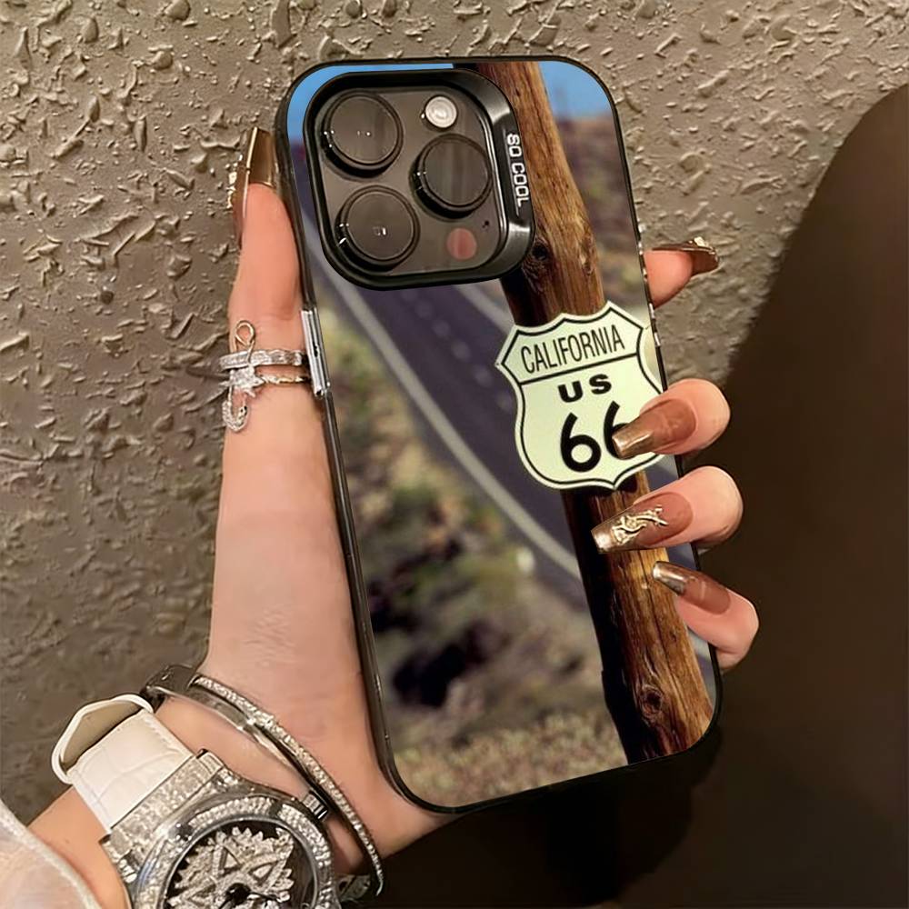

A-American R-Route 66 Phone Case For iPhone 17,16,15,14,13,12,11 Plus,Pro Max,XS,Colorful Silver Phone case Funda Cover iPhone16e