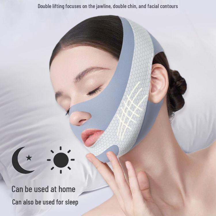 Liten V-ansiktsmask: Lyftande, Uppstramande, Hudvänlig, Andningsbar, Lätt Ansiktsbandage för Dubbelhaka.