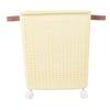 Slim Laundry Basket Foldable Space Saving Sturdy PP Plastic Narrow Clothes Hamper for Bathroom Corner Crm White