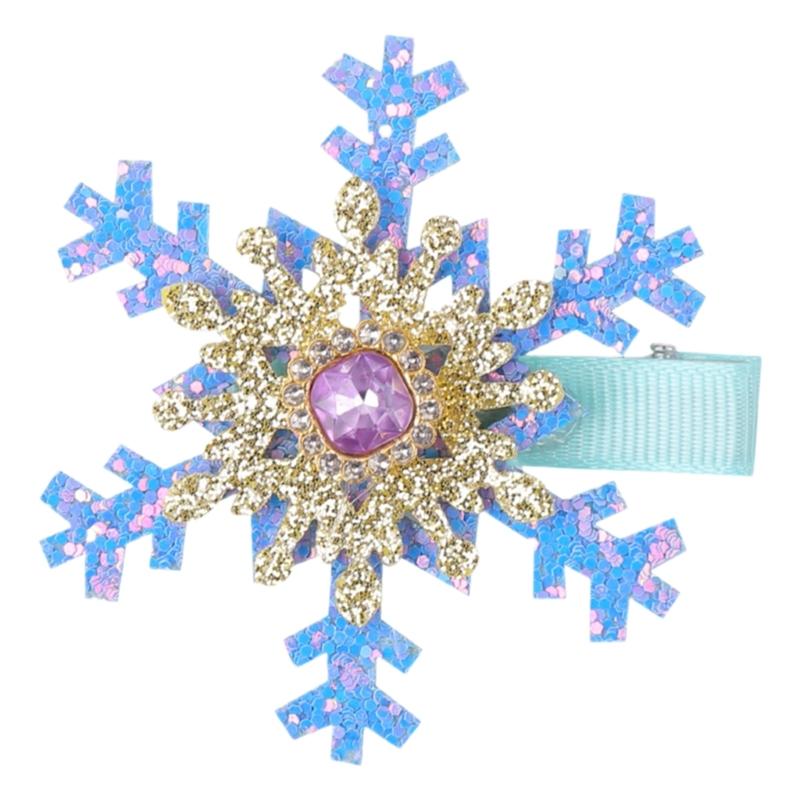 Snowflake Barrettes Studded Christmas Glitter Elegant Snowflake Hair Clip Christmas for Women, Snowflake