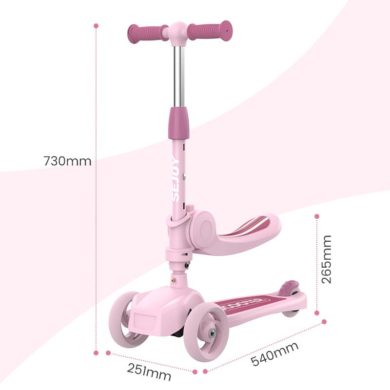 Kick Scooter For Kids With 3-Wheeled Led Lights,Adjustable Lean-To-Steer Handlebar,Foldable Seat,Sit Or Stand Ride,For 3-8 Years