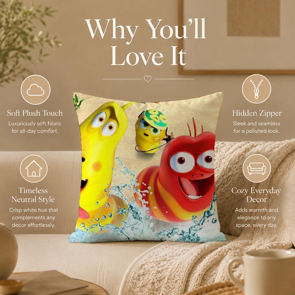 Cartoon L-LarvaS Cushion Cover Double-Sided Printed Pillow Cover Hypoallergenic Dust-Mite Proof