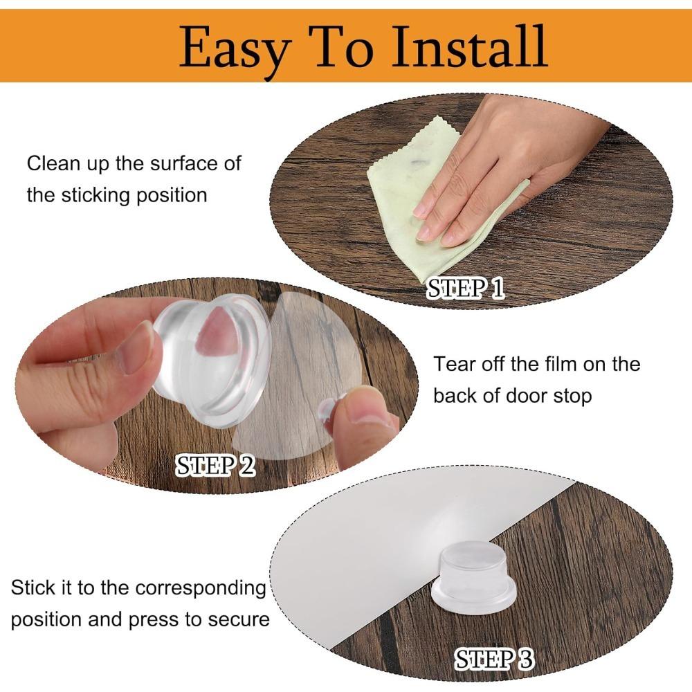 Transparent silicone door stop, door suction, door resistance, and rear anti-collision pad without perforation