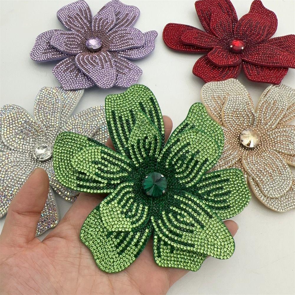Sparkling Flower Brooch Fabrics DIY Craft Sewing Supplies Sew-On Applique Bag Decoration