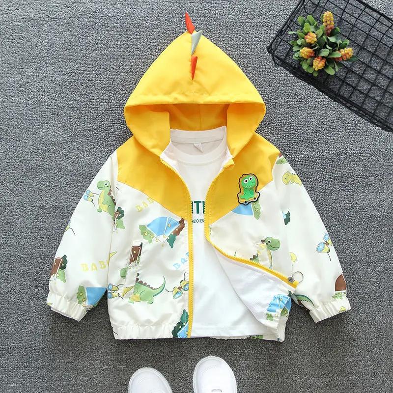 Toddler Hooded Jacket Dinosaur Cartoon Zip Coat Little Girls Boys Jacke Thin Cute for Spring Autumn