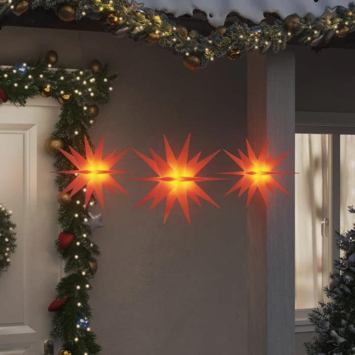 VidaXL Lumières de Noël avec LED Pliables 3 pcs, Éclairages d'Étoile de Noël Suspendus, Décorations Lumineuses de Noël 356196