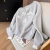 Übergroßer Frühling und Herbst Bestickter Lockerer Lässiger Kapuzenpullover Damen Spitze Modischer Patchwork Top