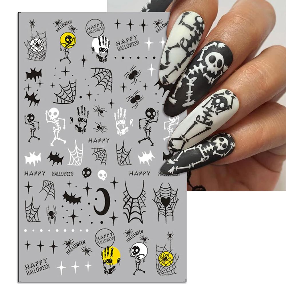 5 Sheets Halloween Nail Art Stickers For DIY Nail Supplies Decoration