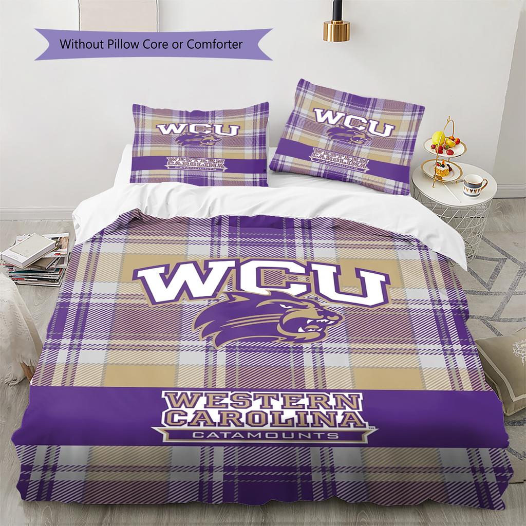 Western Carolina Catamounts Pattern Bedding Set Quilt Cover Pillowcase Home Decor Gift (1 * duvet cover + 2 * pillowcase, without core)