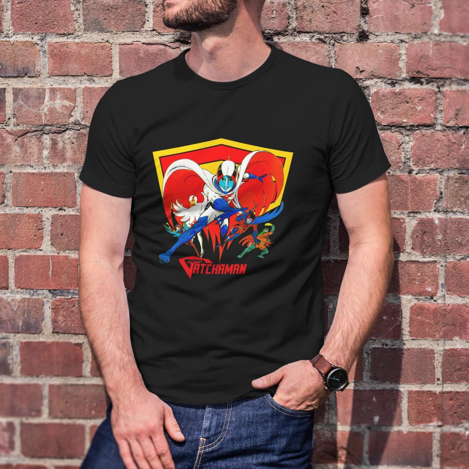 

Gatchaman Squads T-shirt graphic Unisex Casual Comfort cotton Vintage round neck Streetwear Tees Short Sleeve S чёрный