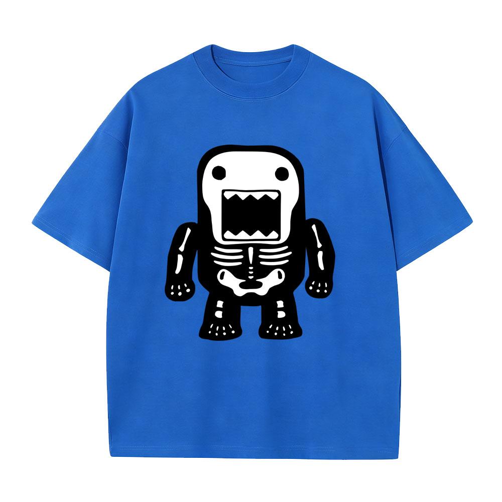 Domo Kun Skeleton Funny Meme Print T Shirts Unisexs Women Gothic Metal Rock Style Tshirt Unisex Punk Pure Cotton Oversized Tshirts