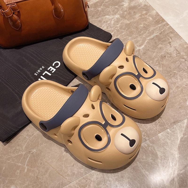 

Fashion 2025 Cute Cartoon Dog Platform Slippers For Women Fashion Clogs Summer Garden Shoes Thick Sole Sandals Girls Home Street Slides 35-36 хаки