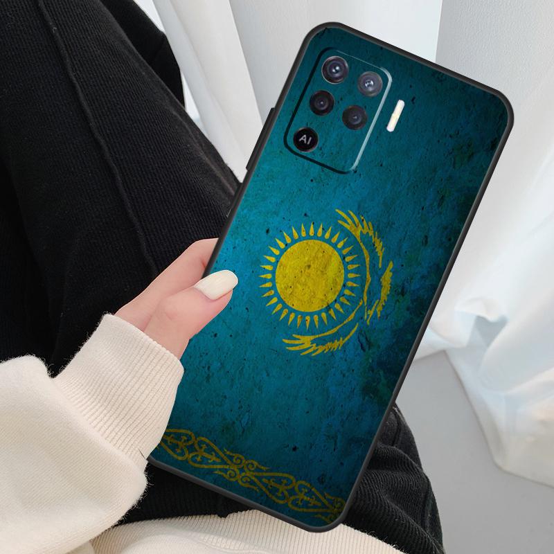 Kazakhstan Flag Case For Oppo A96 A76 A16 A60 A98 A58 A78 A18 A38 A80 A40 A77 A57 A17 A74 A54 A94 A15 A5 Pro