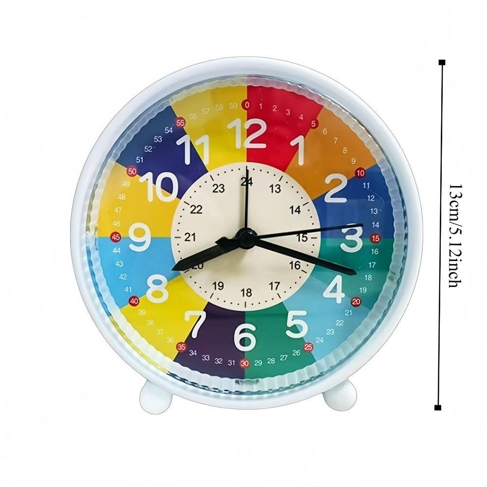 Night Light Function Mute Cartoon Alarm Clock Small Creative Learning Clock Rainbow Colors Children Clock Early Education