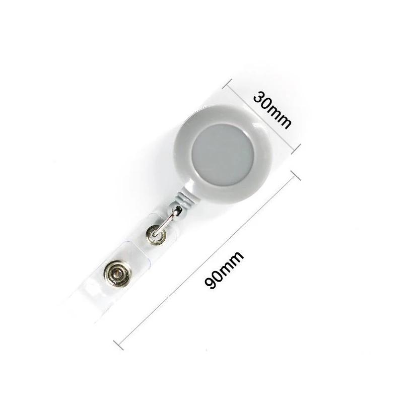 Round Retractable Transparent Keychain Pull Badge Reel Mens Women Cardholder Clips Metal Plastic Extensible Badge Holder Reel