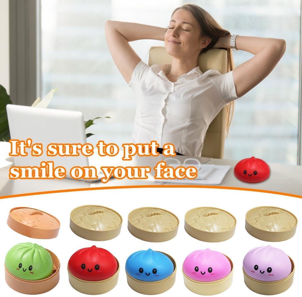 Reusable Colorful Simulated Dumpling Squishy Toy Slow Rebound Soft Pinch Decompression Stress Reliever Office Home Desk Decor