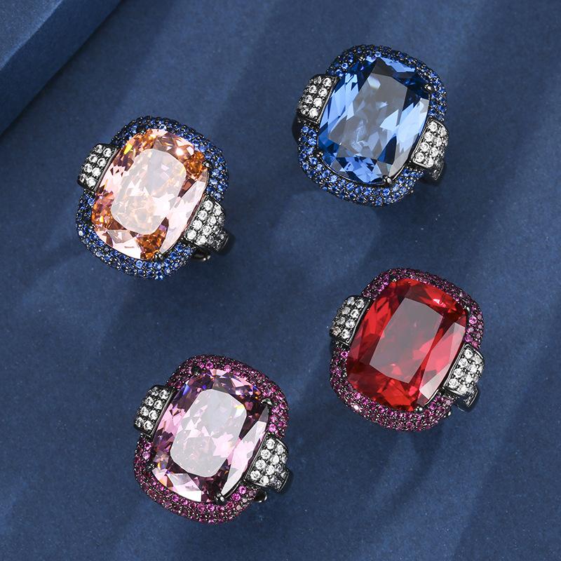 Schmuck Kupferboden Vergoldet Simulation Trockenrose Schwarzgold Persönlichkeitsring Weiblich 12 * 16