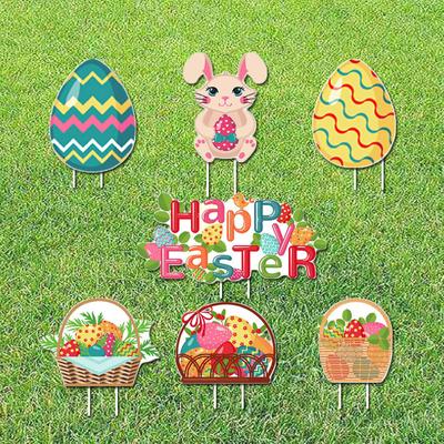 Easter Decorations Outdoor Bunny Chick Eggs Yard Signs Garden Decor