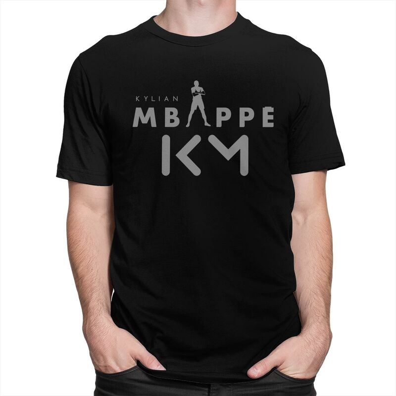 Custom Soccer Gift Mbappes KM Logo T Shirt Men 100 Cotton Tshirt Casual Football Lover Tee Tops Streetwear Tshirts