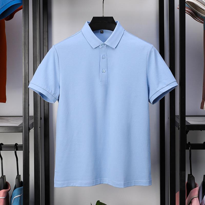 Modisches Poloshirt für Herren mittleren Alters, kurzärmeliges T-Shirt aus merzerisierter Perlbaumwolle, Sommer-Revers, Business-Casual-T-Shirt