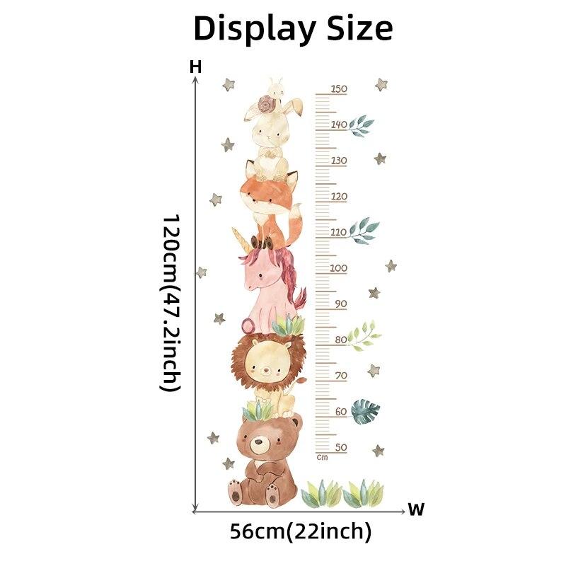 Cute Unicorn Animals Height Measurement Wall Stickers For Kids Room Bedroom Nursery Home Decoration Wall Decals