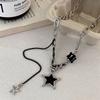Gothic Punk Black Color Star Pendant Tassel Necklace Suitable For Men And Women Hip-hop Creative Daily Jewelry Gifts