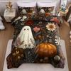 3pcs Halloween Pumpkin Monster Duvet Cover Set Without Core, Quilt Cover with 2 PillowcasesSoft and Machine Washable