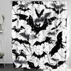 Horrific Shower Curtains Halloween 3D Print Fabric Pastel Waterproof Bathroom Curtain Pumpkin Bat Print Home Decor with Hooks