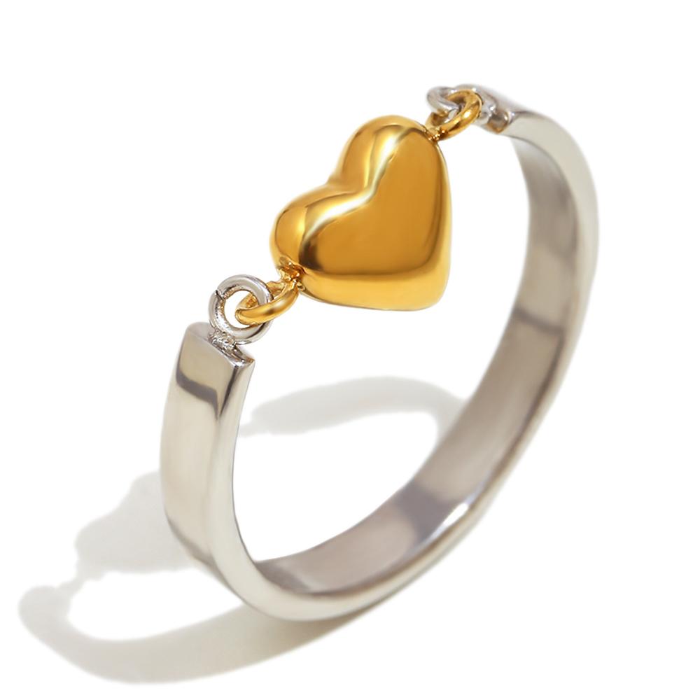 E.B.belle 18k Gold Plated Trendy Stainless Steel Small Heart Ring Waterproof Popular Women Statement Jewelry