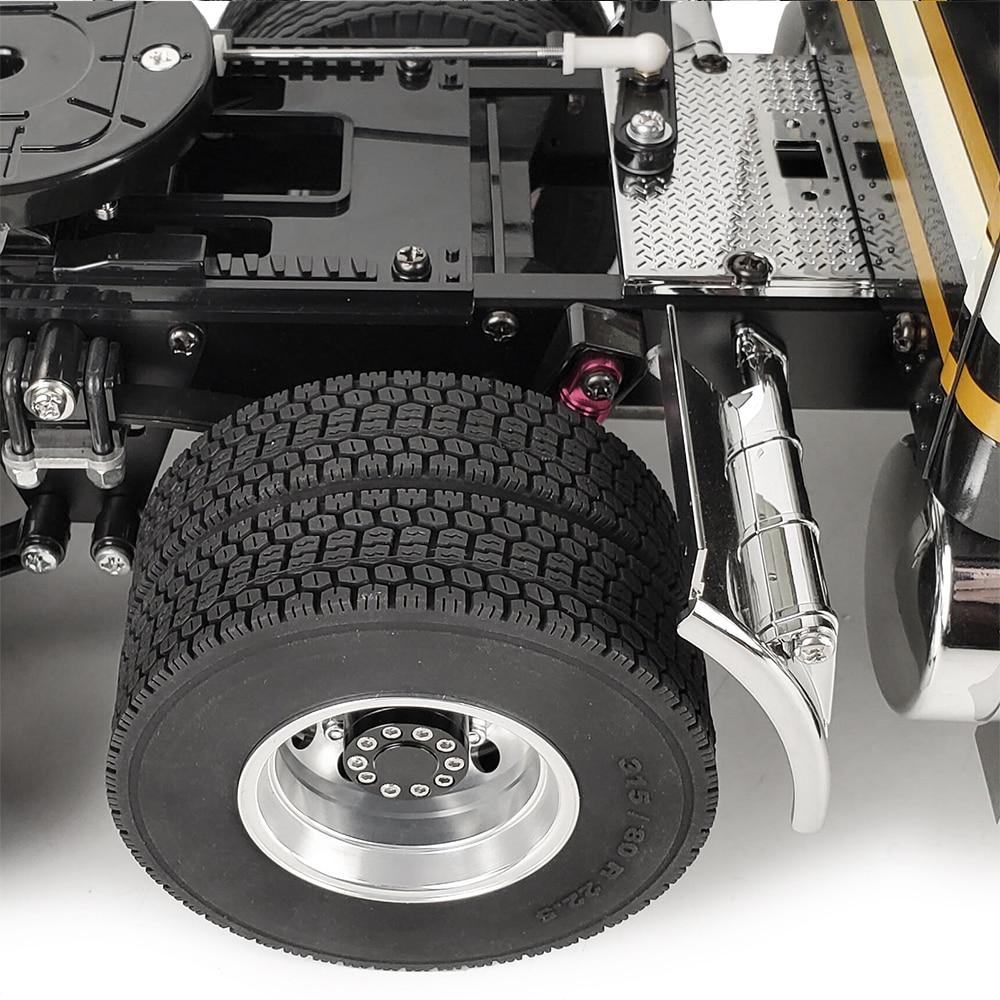 Metal Rear Wheel Hub Rims with 4Pcs Width Rubber Tires Kit for 1/14 Tamiya Remote Control Trailer Tractor Truck