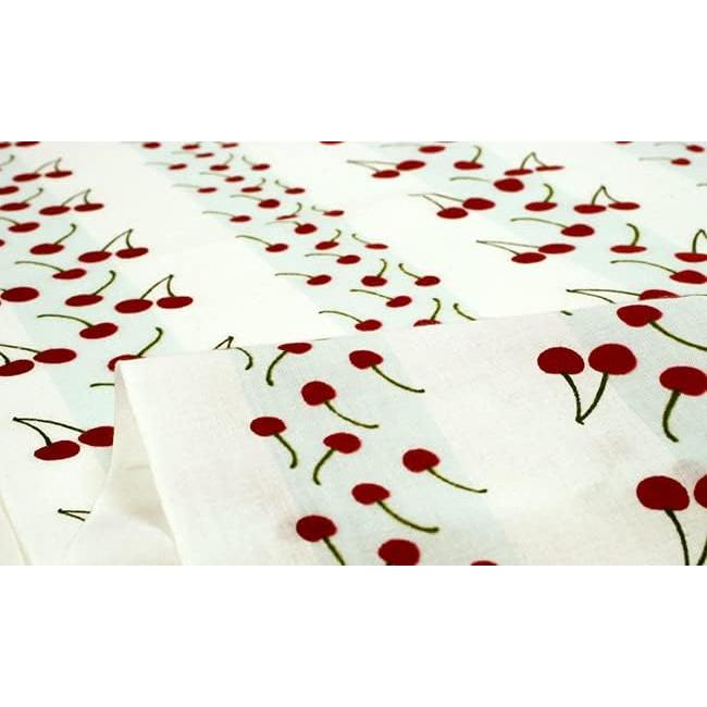 Sen no Anbo Tenugui "Cherry Cherry" - Hand-dyed 100% Cotton, Tokuoka Fabric, Made in Japan (35cm x 100cm) - Refreshing Stripes, Cute Early Summer
