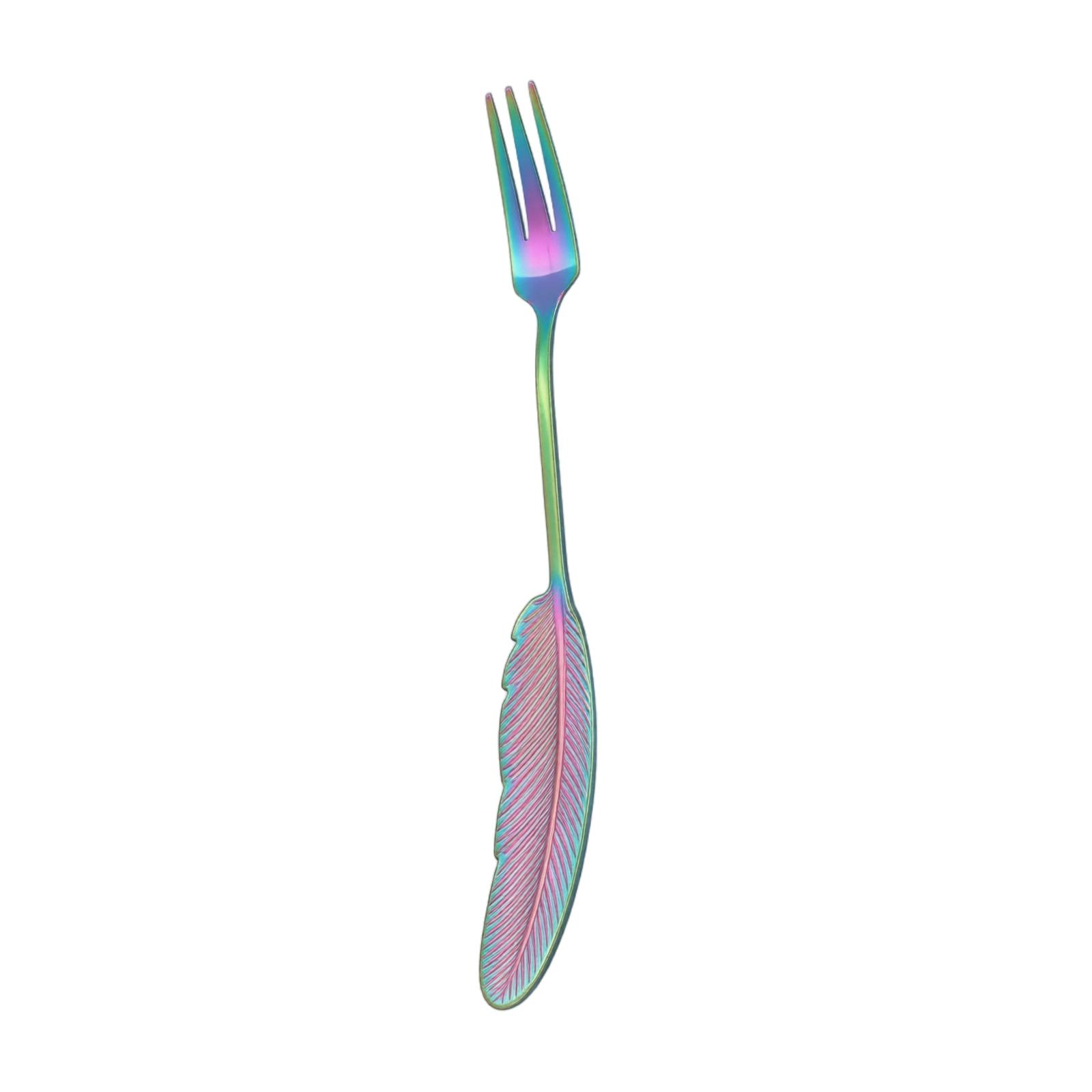 304 Stainless Steel Feather Design Creative Western Fork for Hotel and Restaurant Use Ins Style Flatware Tableware one size