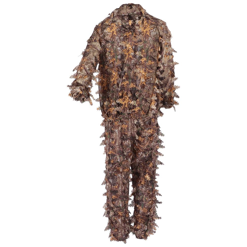 Brown Wild Camouflage Ghillie Suit 3D Leaf Jackets and Pants Set Clothes for Hunting