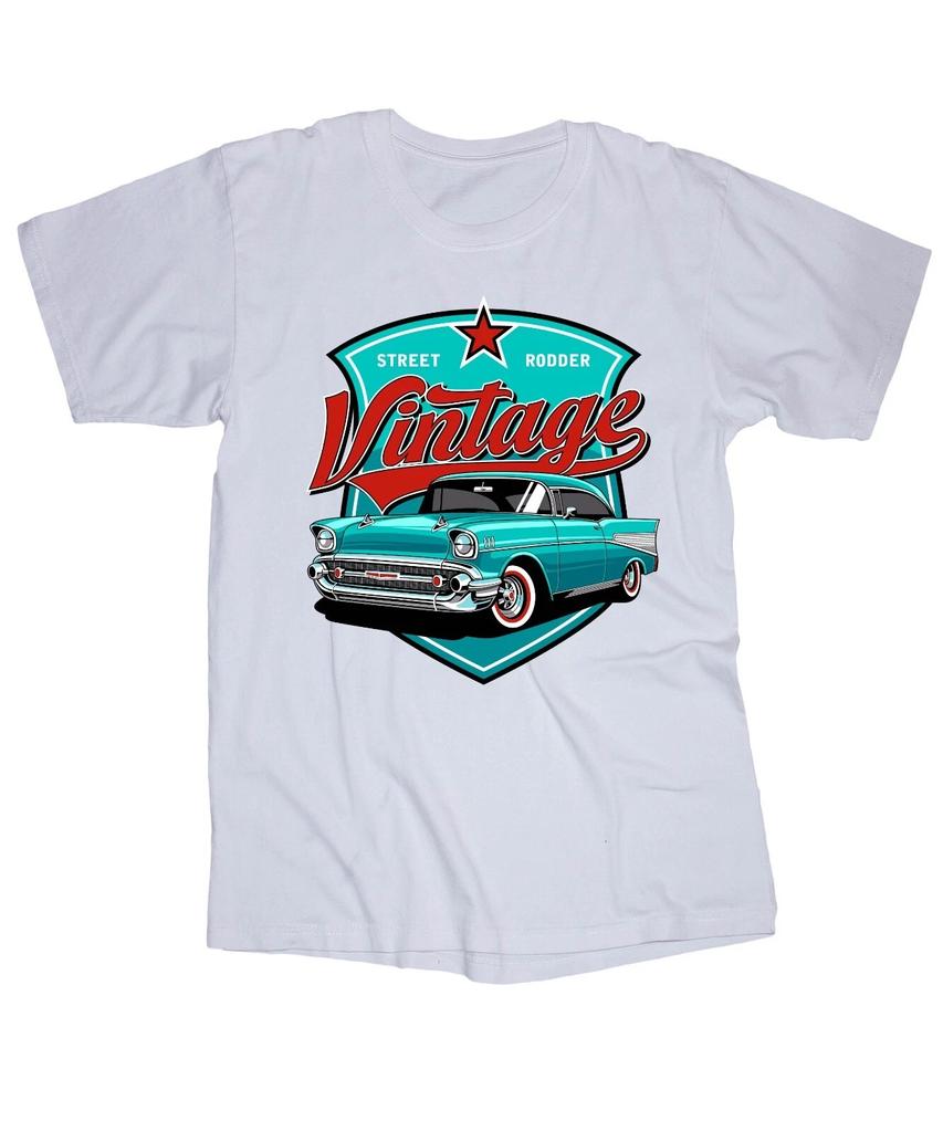 T-shirt Bianca Auto d'Epoca Classica Street Rod Chevy Ford GMC Buick Chrystler