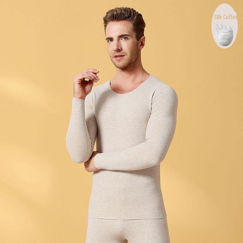 

Мужской термобелье из немецкого бархата, бесшовный двухсторонний шелковый комплект нижнего белья XXXL