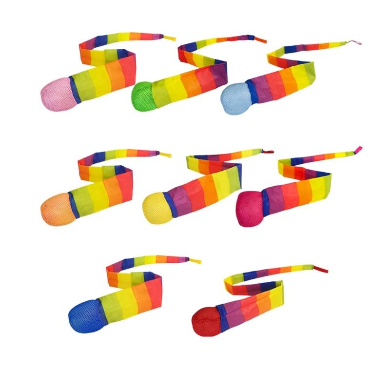 Rainbows Comets Ball Soft Tail Throwing Receiving Ball Cheerleading Streamers Ball For Kid Sensory Training And Team Game