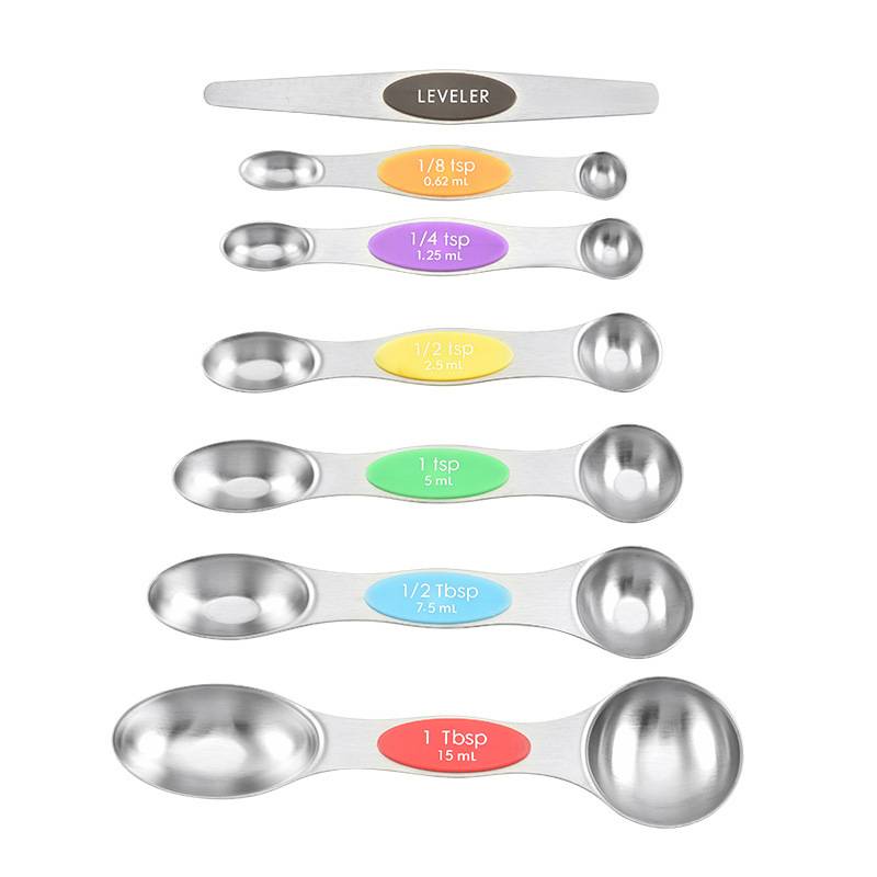 9-piece Set Stainless Steel Double Headed Measuring Spoon with Magnetic Suction and Scale Measuring Spoon Baking Tool