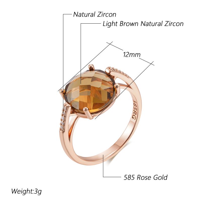 Modischer Runder Helles Braun Natürlicher Zirkon Brautring Für Damen Einfach Roségold Farbe Hohe Qualität Tägliche Schmuckstücke