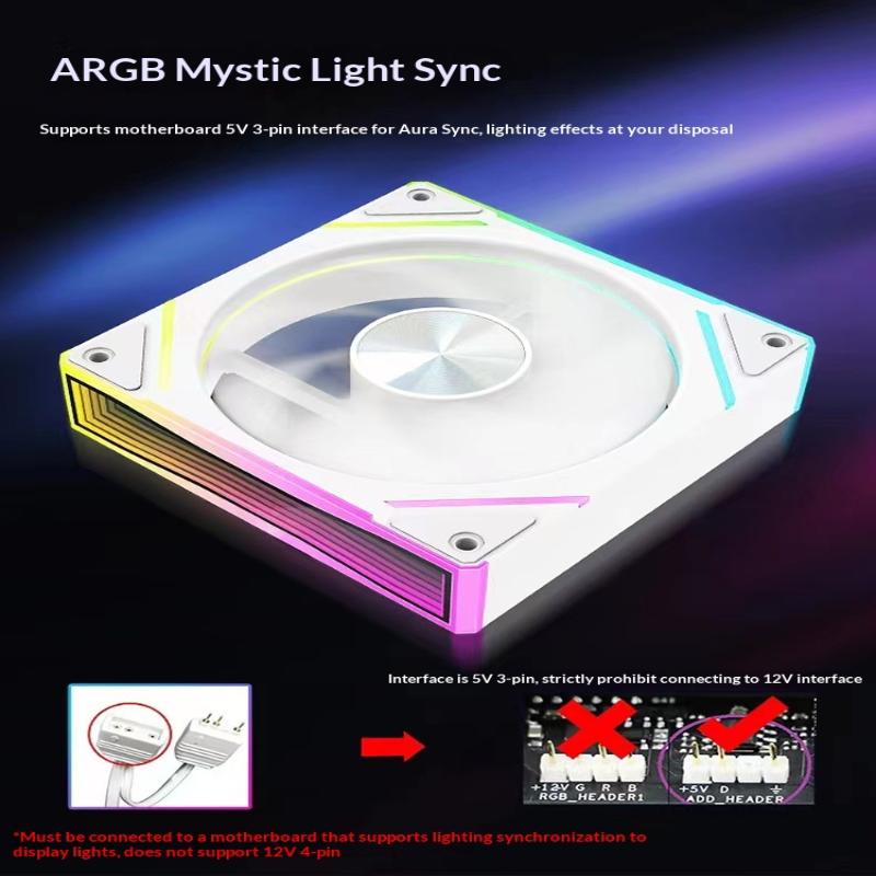 12Cm Argb 4 Pin Computer Case Fan Quiet Cooling 12V Large Air Volume 800-1600Rpm For Desktop Gaming Pc Build