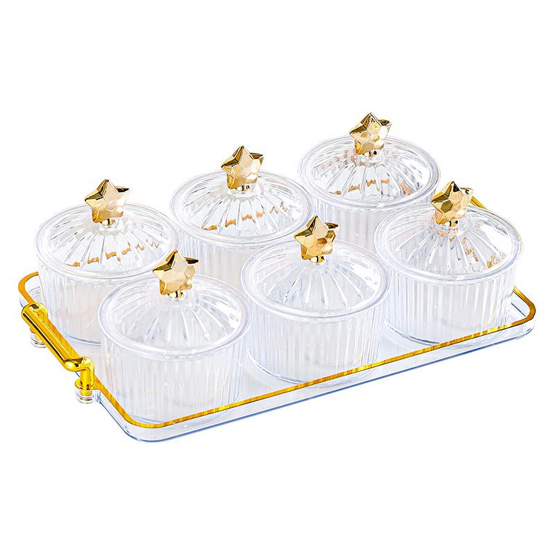 Luxury Plastic Snack Display Plate – Divided Sections for Nuts, Dried Fruit, Melon Seeds; Perfect for Living Room Coffee Table.