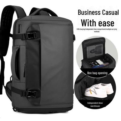 Mochila transpirable de gran capacidad para hombre con USB: Diseño de doble hombro reductor de carga, estilo caja, transfronterizo