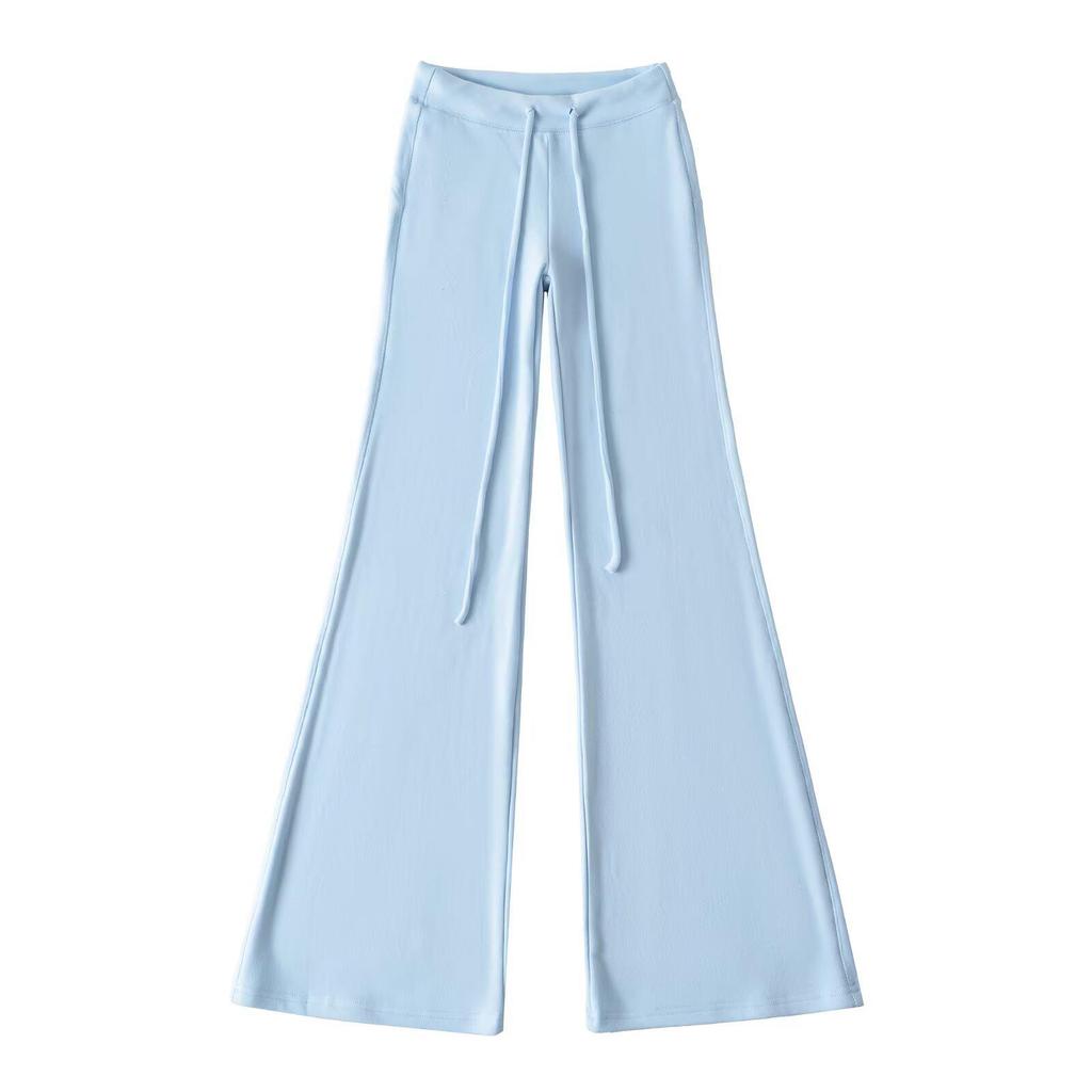 Trendy Women's Fleece Yoga Sweatpants with Drawstring Waist and Micro-flare Design